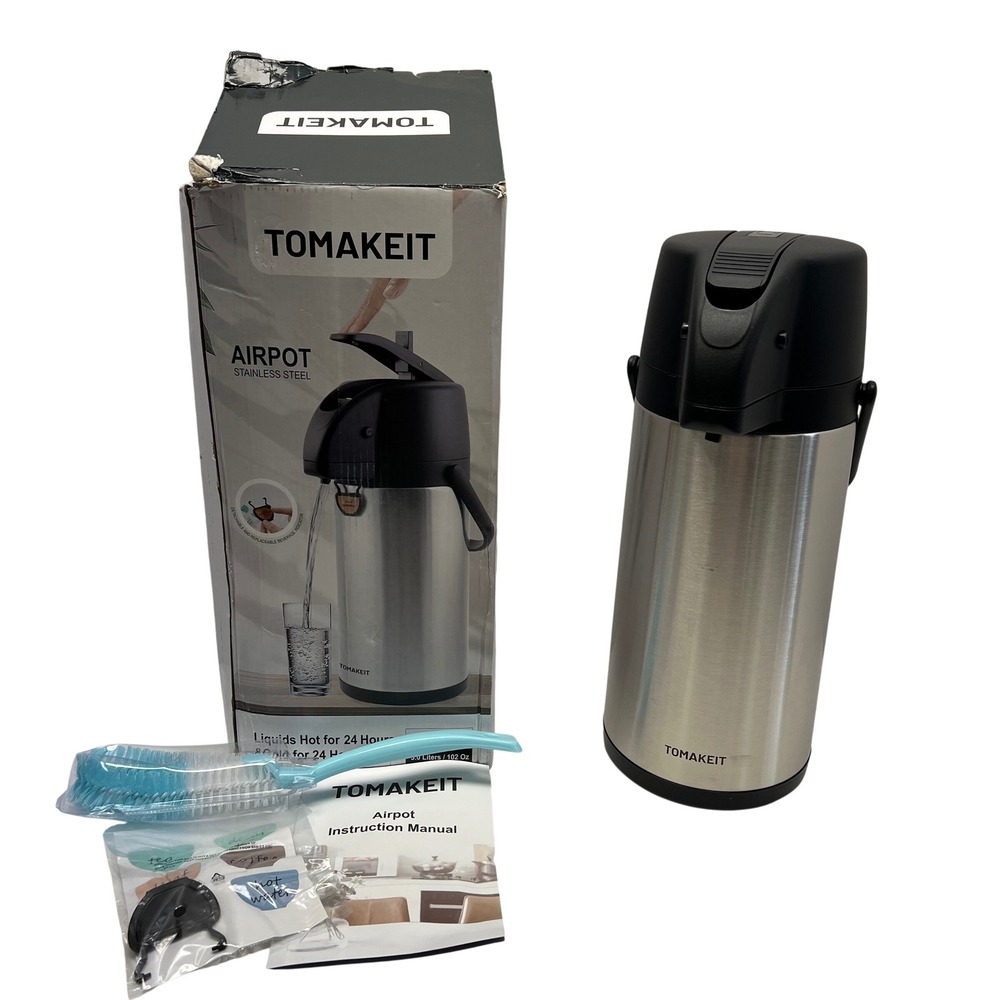 TOMAKEIT Airpot Stainless Steel Thermal Carafe Beverage Dispenser 3 Liters